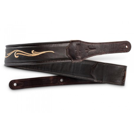 Correa Taylor Spring Vine 2.5" Embroidered Leather Guitar Strap - Chocolate Brown