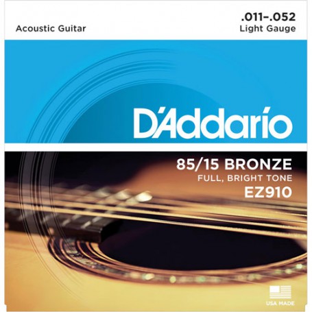 Cuerdas-Acústica-D´Addario-EZ910 85-15 Bronze 11-52 Light Gauge