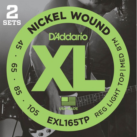 Cuerdas Bajo D´Addario Nickel Wound EXL165TP 45-105 2 Sets