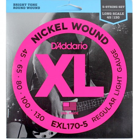 Cuerdas-Bajo-D´Addario-EXL170-5 Nickel Wound 45-130