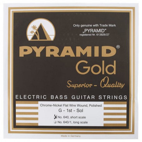 Cuerdas de Bajo Pyramid 640 Gold Chrome Nickel Flatwound Bass Strings 40-100 Short Scale 