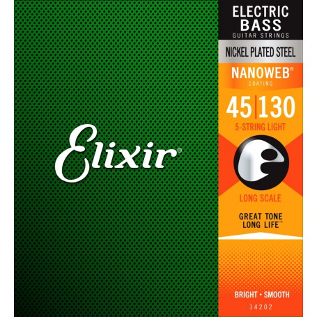 Elixir Nanoweb Light 45-130 Bass Strings